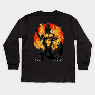 godzilla fire Kids Long Sleeve T-Shirt